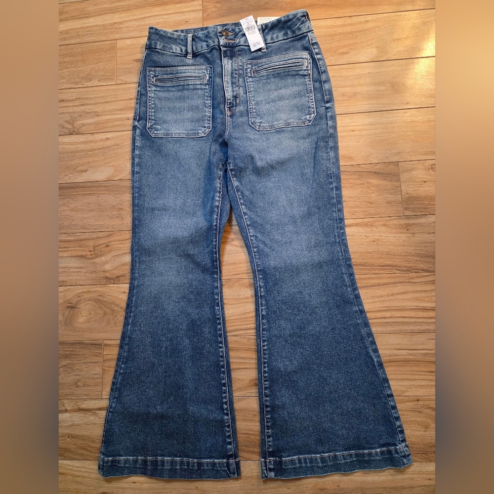 American Eagle Outfitters Women's Blue Wide Leg Flare Jeans